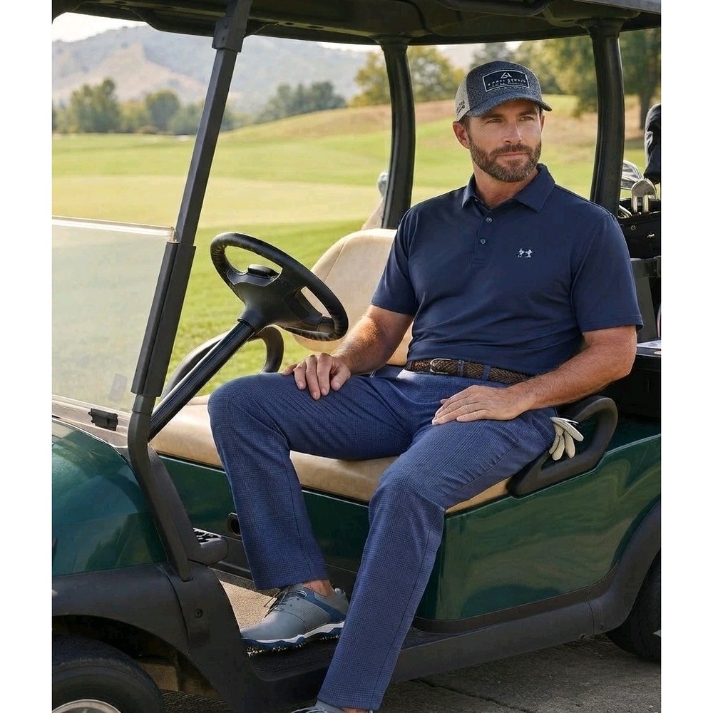 Peter Millar Crown Sport Mens Blue Glen Plaid Golf Pants 33x32 Five Pocket